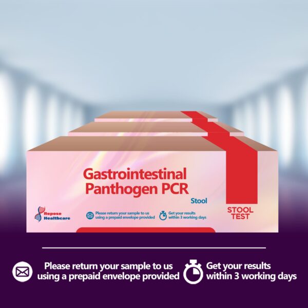 Product kit image: Gastrointestinal Pathogen PCR Test kit – at-home stool test UK