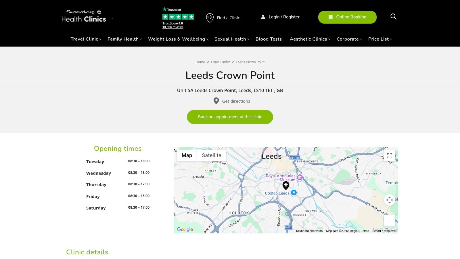 Superdrug Health Clinic – Leeds Crown Point